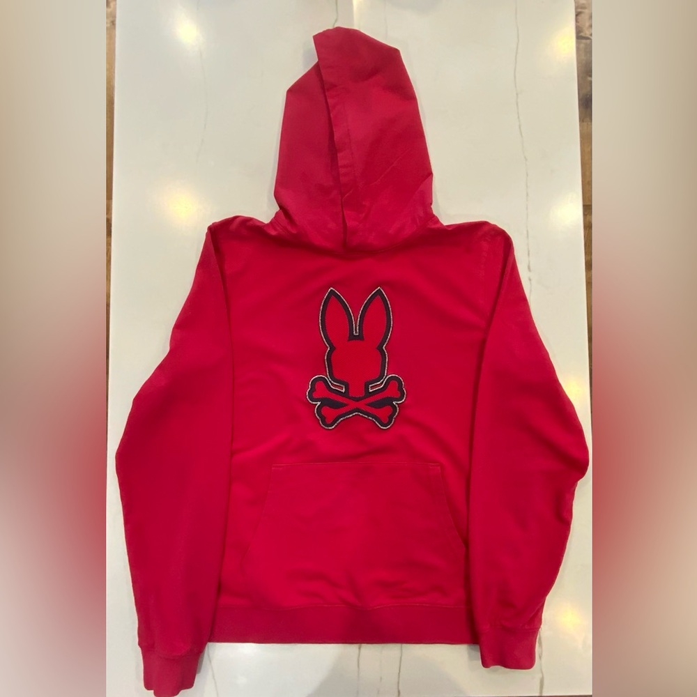 PSYCHO BUNNY Kids Red Hoodie with Iconic Logo